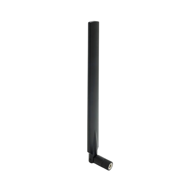 Schwarze flache Alfa Network ARS-25-57A 2,4/5 GHz Dual-Band-WLAN-Antenne mit RP-SMA-Anschluss und winkelverstellbarem Gelenk