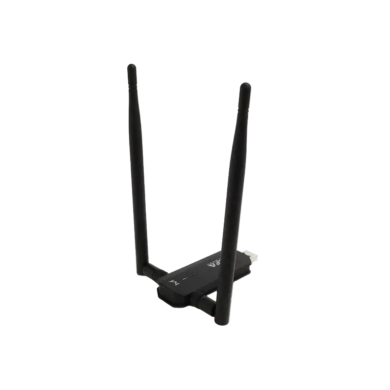 Alfa AWUS036AXM adapter from the back with two antennas on swivel joints