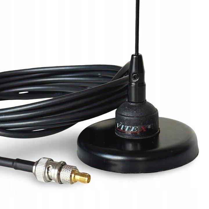Vitex antenna on a magnetic base with a coiled cable and SMA connector