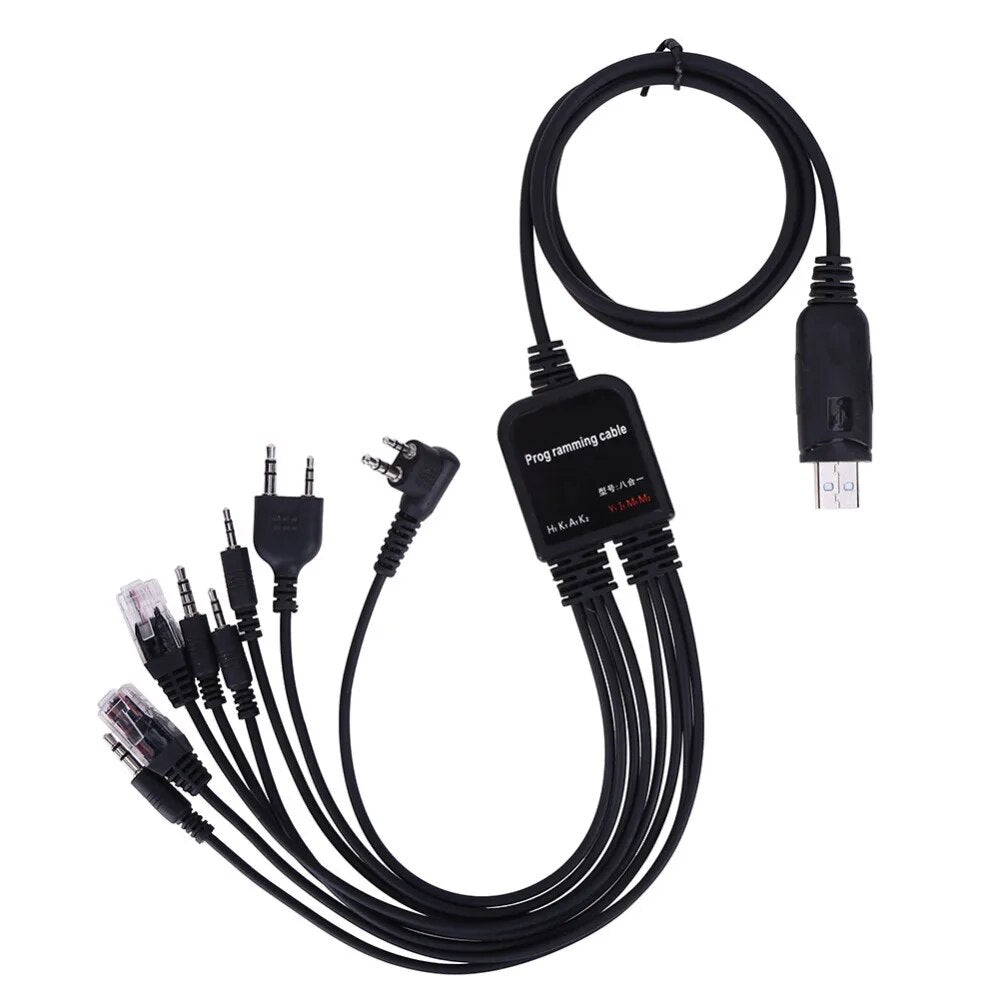 Programovací USB kabel 8 v 1 s osmi konektory pro různé radiostanice