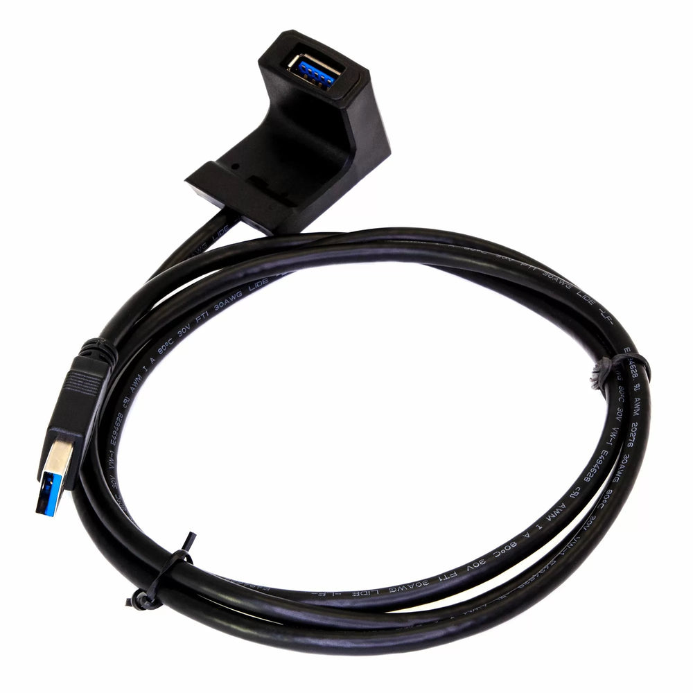 ALFA USB 3.0 dock cable - the USB-A plug and the angled cradle with a blue USB 3.0 socket