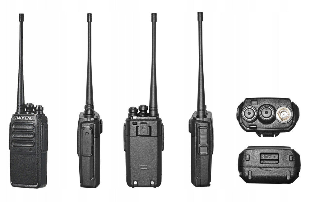 Baofeng C3 walkie-talkie in six views showing all sides - front, sides, back, top and bottom