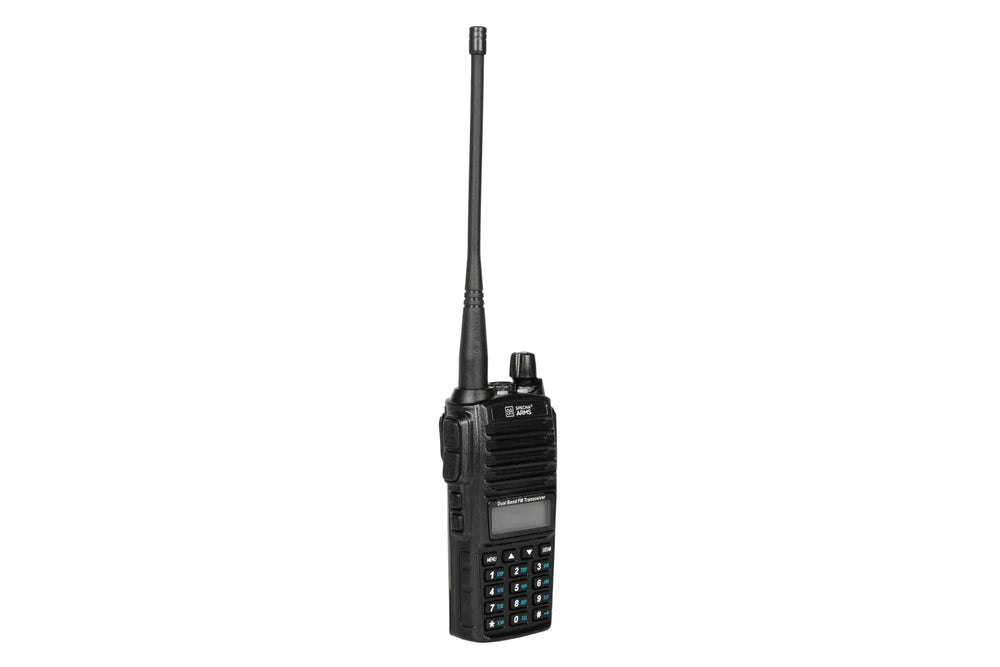 Černá radiostanice Specna Arms Shortie-82 s anténou a číselnou klávesnicí, pohled zepředu