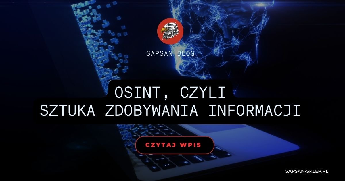 SAPSAN-Blog-Banner mit einem Laptop und einem Netzwerk aus Knoten, die einen Gesichtsumriss bilden, auf dunklem Hintergrund, Adler-Logo und Titel OSINT, die Kunst der Informationsbeschaffung