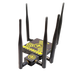 WiFi Pineapple Mark VII Tactical - černé zařízení se žlutým logem ananasu a anténami, vedle něj menší síťová karta AC se stejným logem