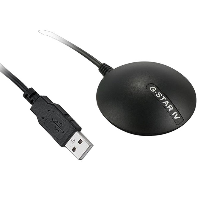 Чёрный круглый GPS-приёмник GlobalSat BU-353-S4 G-STAR IV с магнитным основанием и кабелем USB-A