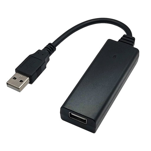 KEY CROC firmy Hak5 - czarne urządzenie w kształcie adaptera USB z krótkim przewodem zakończonym wtykiem USB-A i gniazdem USB-A z drugiej strony oraz diodą sygnalizacyjną, na białym tle