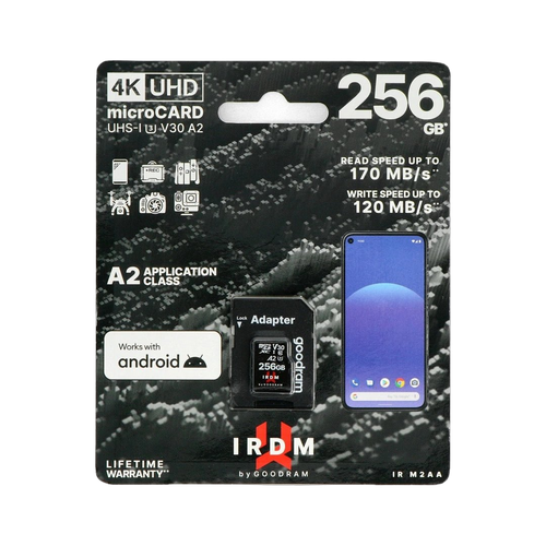 Karta pamięci Goodram IR-M2AA microSD 256GB 170MB/s UHS-I klasa U3 z adapterem