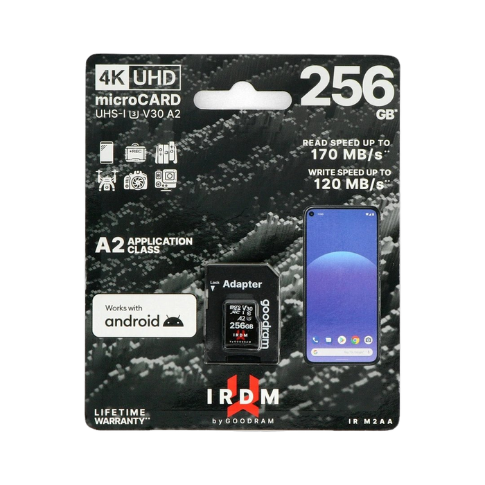 Karta pamięci Goodram IR-M2AA microSD 256GB 170MB/s UHS-I klasa U3 z adapterem