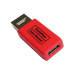 Czerwony adapter PortaPow gen. 3 Data Blocker USB-A do C - bloker transferu danych z wtykiem USB-A i gniazdem USB-C, na białym tle