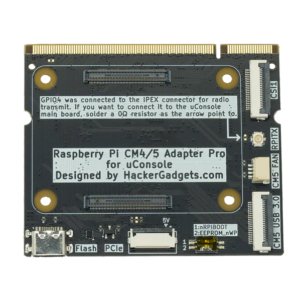 Płytka Adapter do uConsole dla Raspberry Pi CM4/CM5 - przód z gniazdem USB-C i złączami CSI, FAN i PCIe