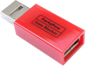 Czerwony adapter USB-A PortaPow gen. 3 Data Blocker z wtykiem i gniazdem USB-A, blokuje transfer danych