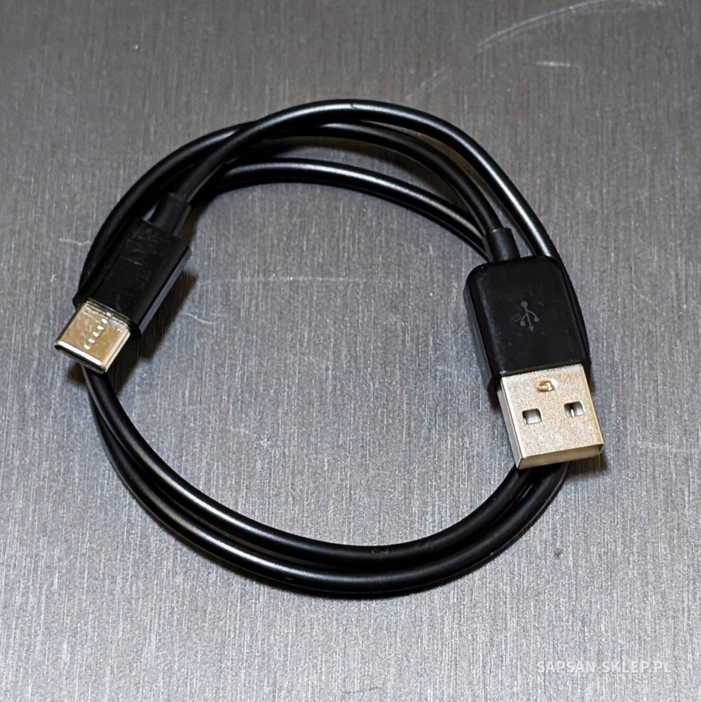 Evil Crow Cable BadUSB - stočený černý kabel s konektory USB-A a USB-C
