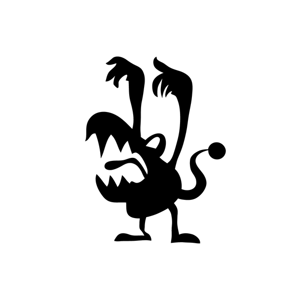Schwarze Silhouette des Kaiju-Logos - eine Kreatur mit erhobenen Klauen