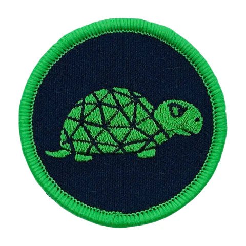 Naszywka Hak5 z zielonym geometrycznym żółwiem LAN Turtle, zielona obwódka