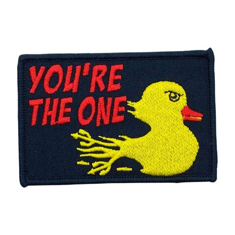 Prostokątna naszywka You're The One z żółtą kaczką Rubber Ducky i czerwonym napisem