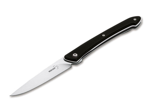 Böker-Plus-Spillo-VG10-Taschenmesser - schlanke Stonewash-Klinge und schwarzer G10-Griff