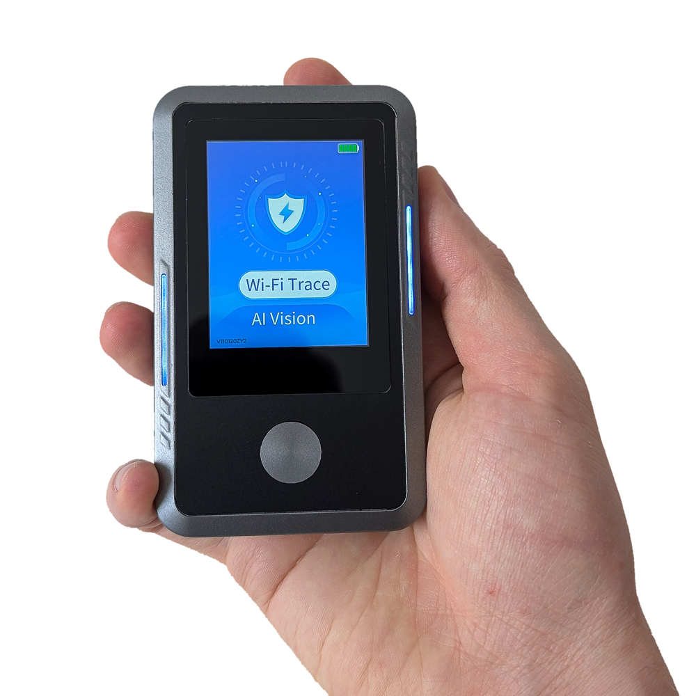 SAPSAN Domovik held in one hand, with the mode menu on screen