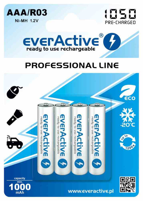 Akumulatorki everActive R03/AAA 1000 mAh, 4 szt. - Sapsan Sklep