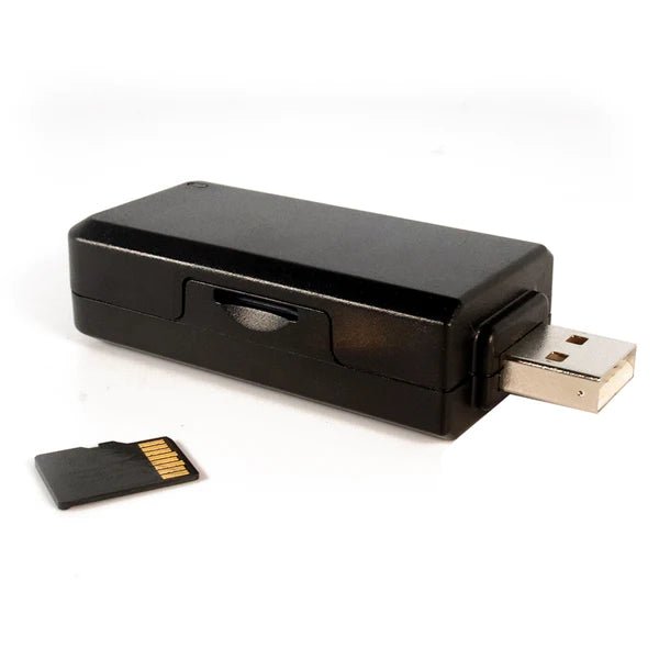 Bash Bunny Mark II with the USB connector and a removed microSD card lying next to it