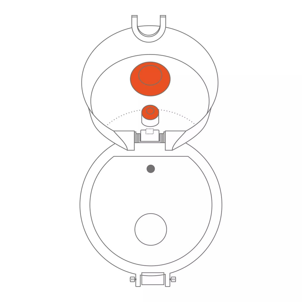 Diagram of the open ION8 bottle lid with the spout, air vent and carry loop marked