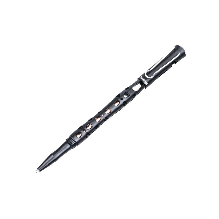 NexTool KT5513A tactical pen with the writing refill extended and the NexTool logo by the clip