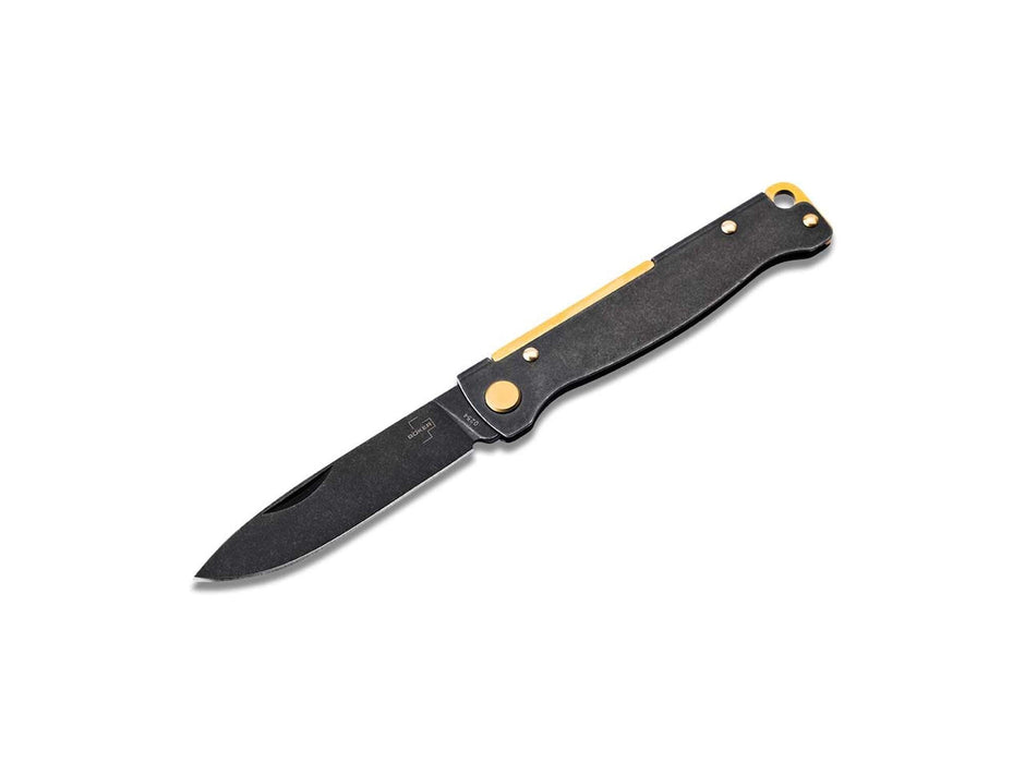 Nóż Böker Plus Atlas Black Stonewash Brass - Sapsan Sklep