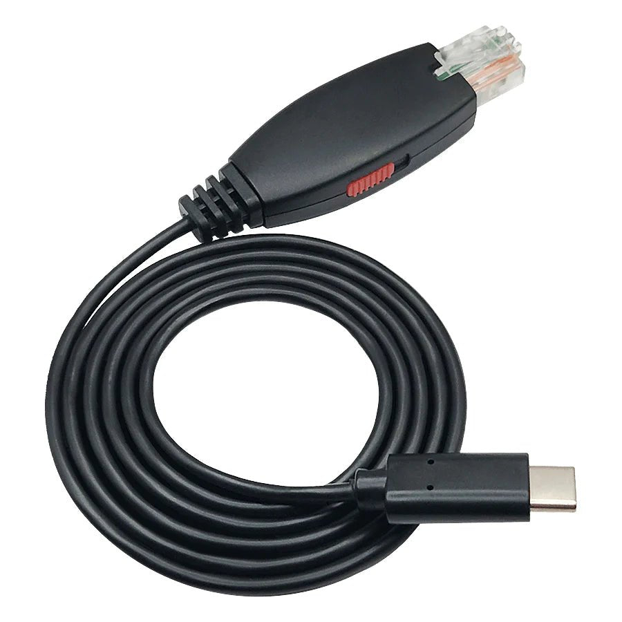 Hak5 Shark Jack ze zwiniętym kablem USB-C - złącze RJ45 z jednej strony, wtyk USB-C z drugiej