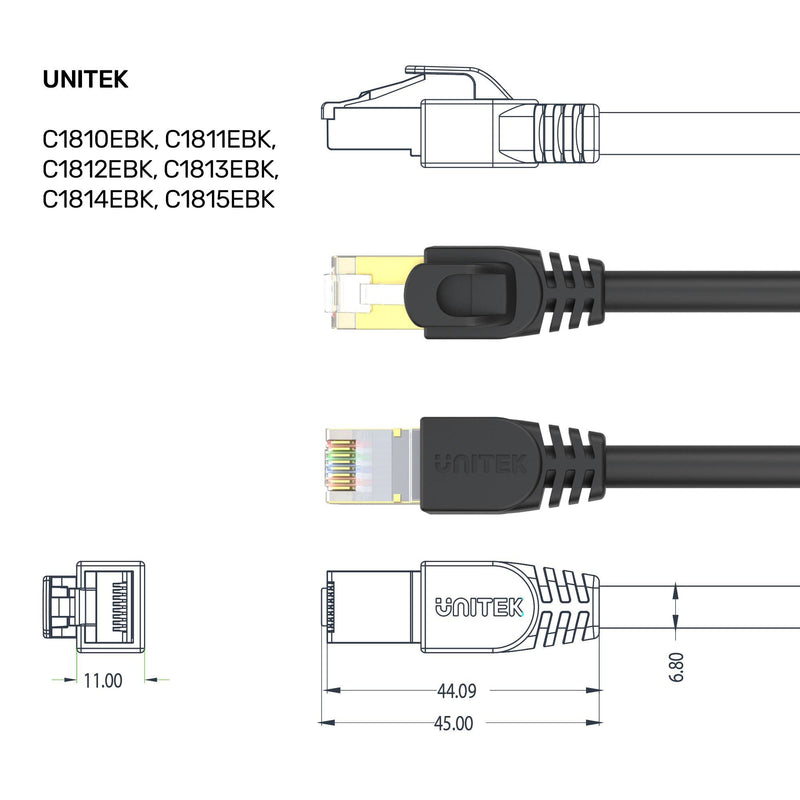 Unitek Cat.7 RJ45 Przewód Ethernet 0,5 m - Sapsan Sklep