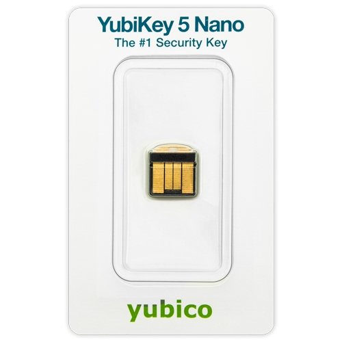 Блистер Yubico YubiKey 5 Nano с маленьким чёрным USB-A ключом, маркировка The #1 Security Key
