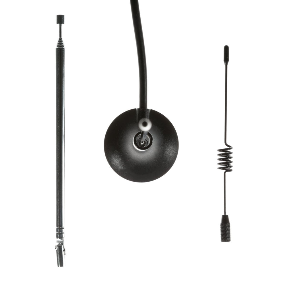 Set of antennas from the Nooelec NESDR SMArt v4 kit - extended telescopic antenna, magnetic base with coaxial cable and a spring antenna