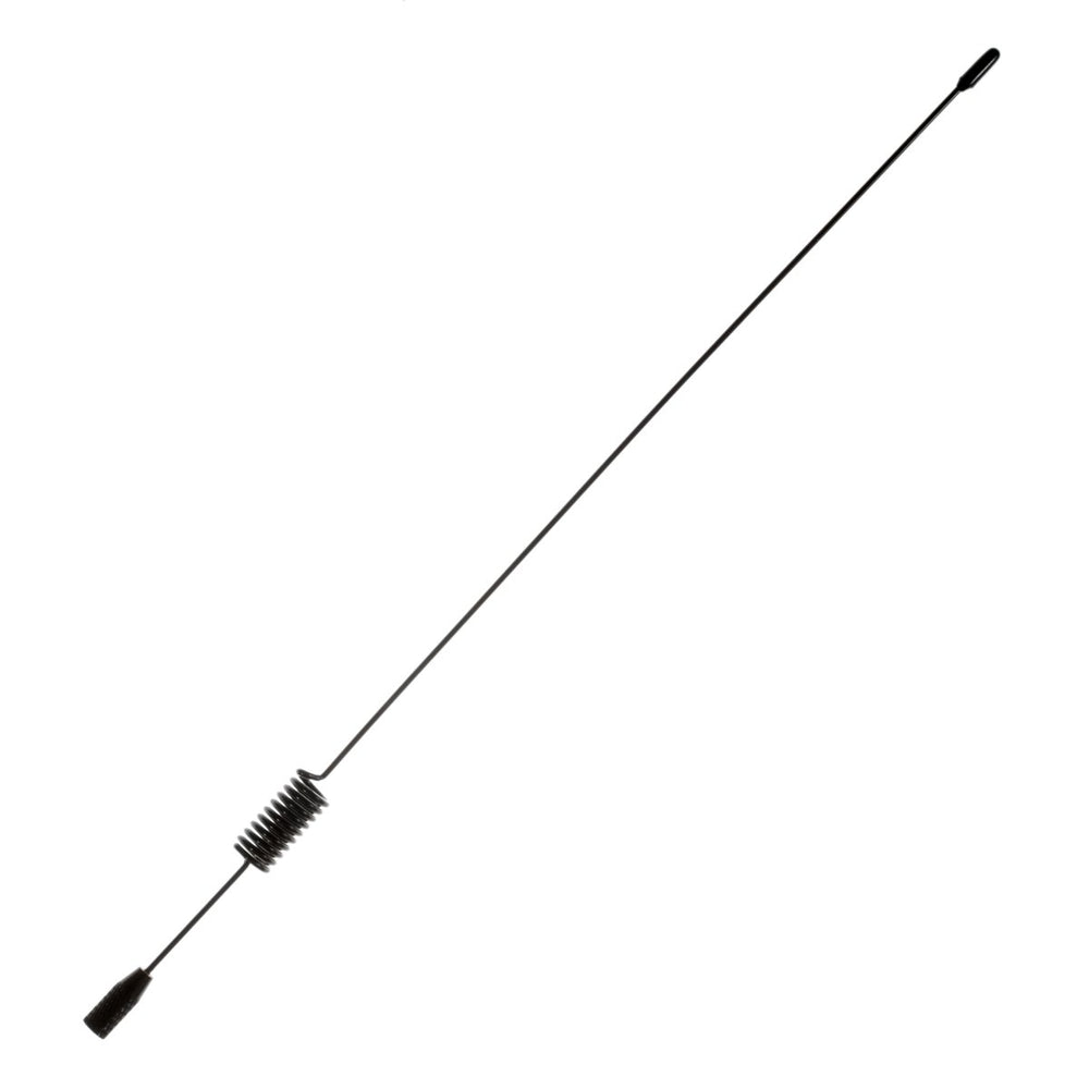 Full-length spring (helical) antenna from the Nooelec NESDR SMArt v4 kit - thin, black, with a coil in the lower part